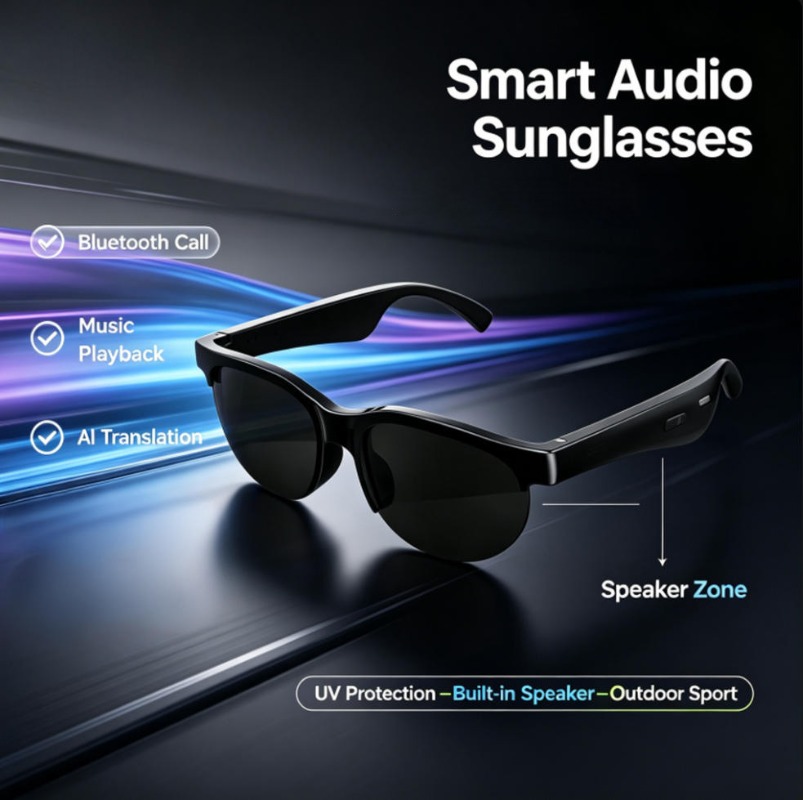 Smart Glasses Lens - Óculos de Sol Inteligentes com Áudio,